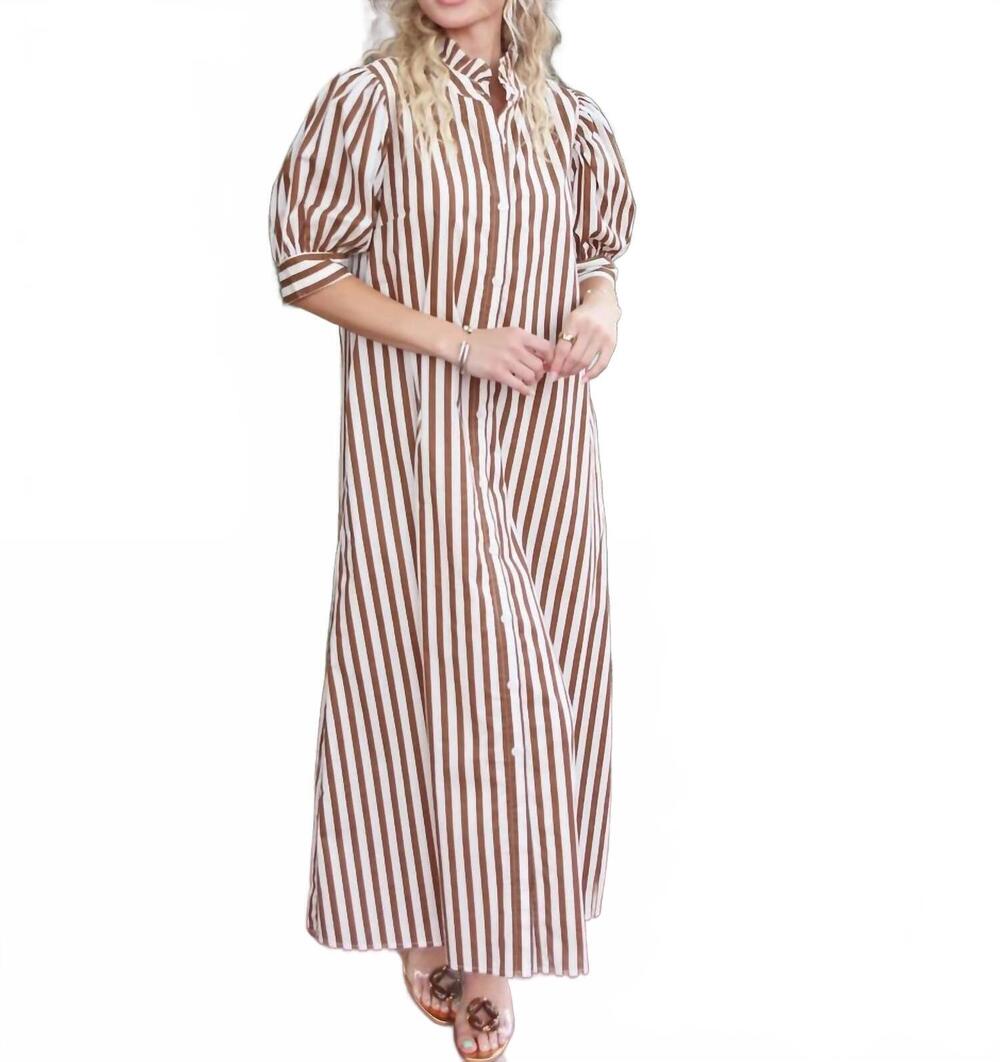 NEW KARLIE abigail stripe maxi dress in brown